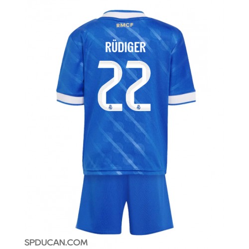 Dječji Nogometni Dres Real Madrid Antonio Rudiger #22 Rezervni 2025-26 Kratak Rukav (+ Kratke hlače)